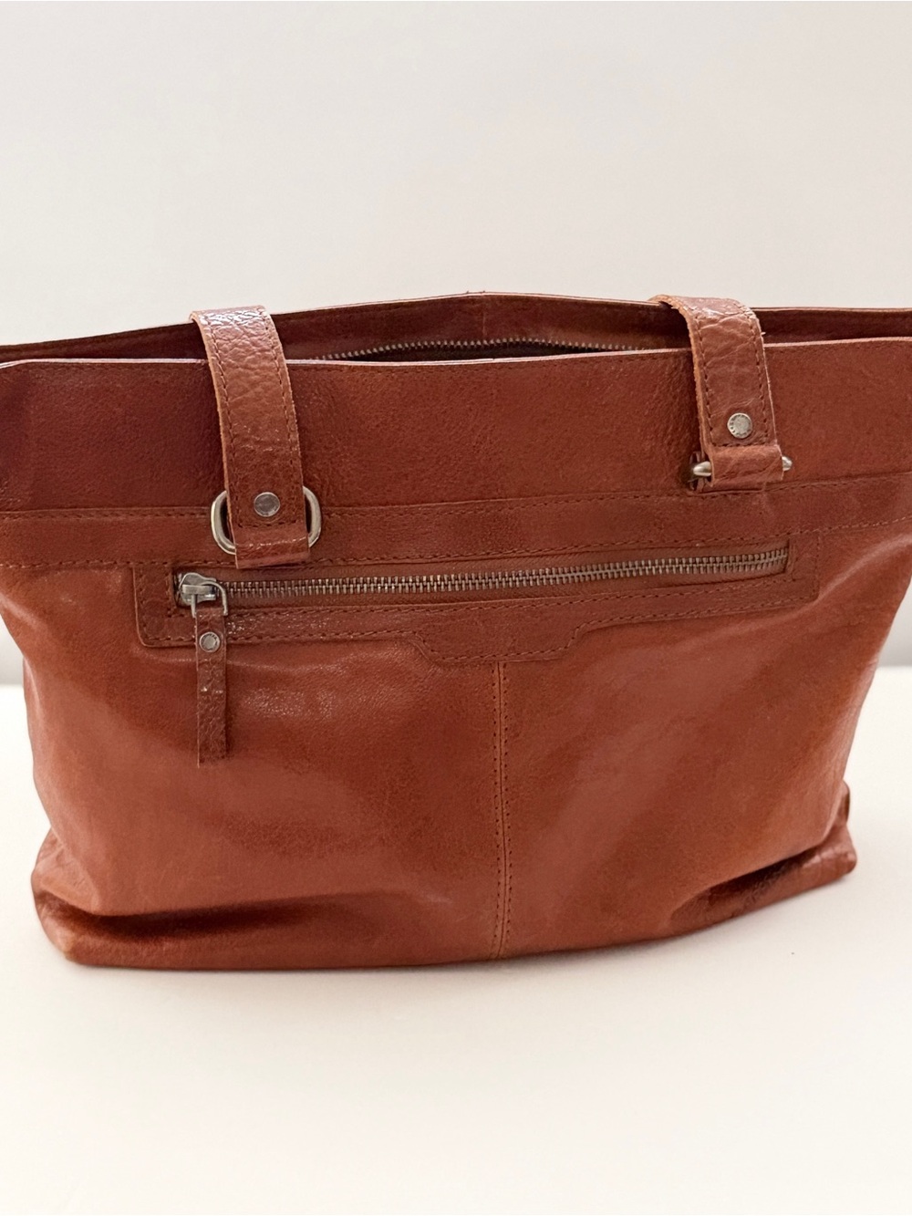 SPIKES & SPARROW Leather Laptop Bag Shoulder Tote Purse zip in Brandy Cognac - Picture 12 of 15